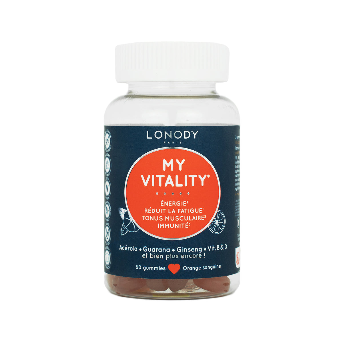 Flacon de gummies vitalité sans sucres My Vitality de Lonody